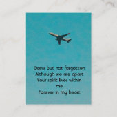 Memorial Keepsake Pilot Airplane Flying Visitenkarte (Rückseite)