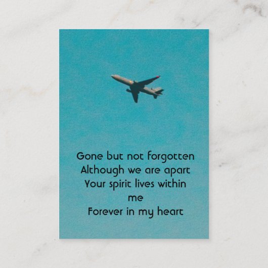 Memorial Keepsake Pilot Airplane Flying Visitenkarte (Rückseite)