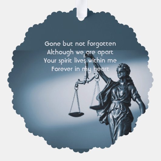 Memorial Keepsake Scales Justice Law Ornament Karte (Rückseite)