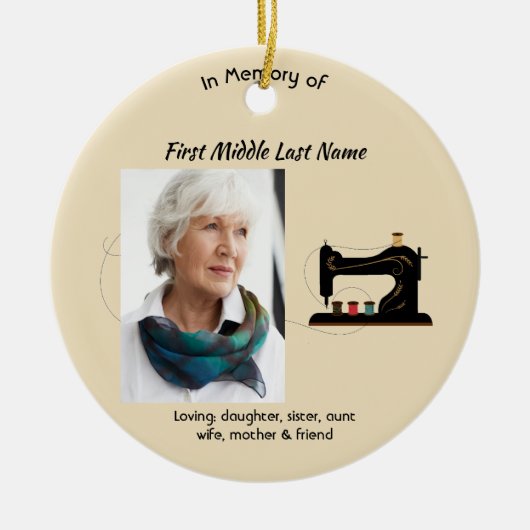 Memorial Keepsake Seamstress Keramik Ornament (Vorne)