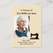 Memorial Keepsake Seamstress Visitenkarte (Vorderseite)