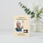 Memorial Keepsake Seamstress Visitenkarte (Stehend Vorderseite)