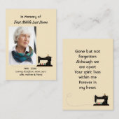 Memorial Keepsake Seamstress Visitenkarte (Vorne/Hinten)