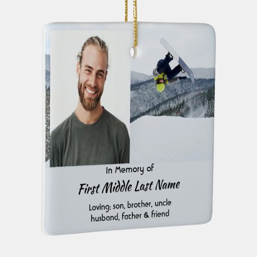 Memorial Keepsake Snowboarding Winter Keramikornament (Rechts)