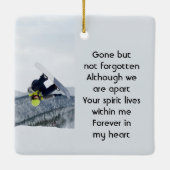 Memorial Keepsake Snowboarding Winter Keramikornament (Rückseite)