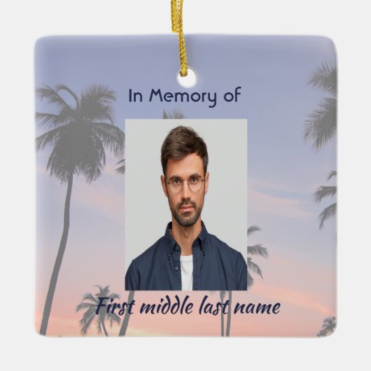 Memorial Keepsake Tropical Beach Ceramic Keramikornament (Vorderseite)