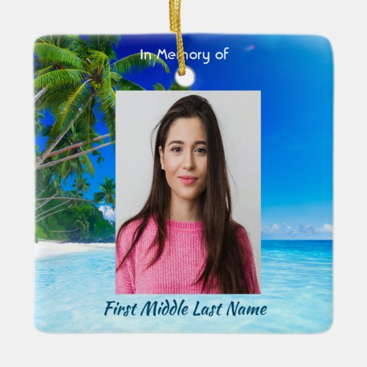 Memorial Keepsake Tropical Beach Exotic Keramikornament (Vorderseite)