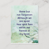 Memorial Keepsake  Watercolor Foliage  Visitenkarte (Rückseite)