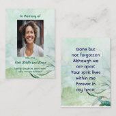 Memorial Keepsake  Watercolor Foliage  Visitenkarte (Vorne/Hinten)