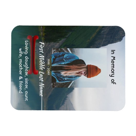 Memorial Keepsake Wilderness Lake Canoe Magnet (Horizontal)