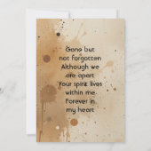 Memorial Keepsake Wolf Wolves Animal Einladung (Rückseite)