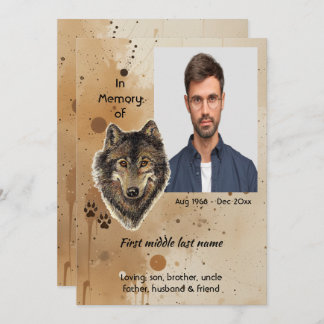 Memorial Keepsake Wolf Wolves Animal Einladung