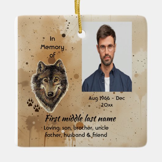 Memorial Keepsake Wolf Wolves Animal Keramikornament (Vorderseite)
