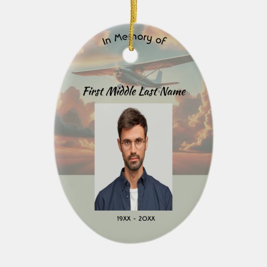  Memorial Keepsakes Pilot Airplane Sunset Keramik Ornament (Vorne)
