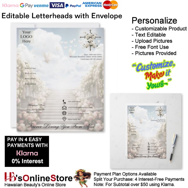 Memorial Letterhead & Envelope Forever Loving You Briefbogen (Memorial Letterhead & Envelope Forever Loving You.)
