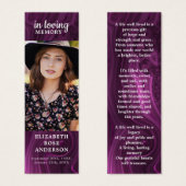 Memorial Lila Marble Beerdigung Gebet Lesezeichen (Vorne & Hinten)