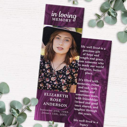 Memorial Lila Marble Beerdigung Gebet Lesezeichen