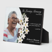 Memorial Lily floral Keepake Black Custom Foto Fotoplatte (Seite)