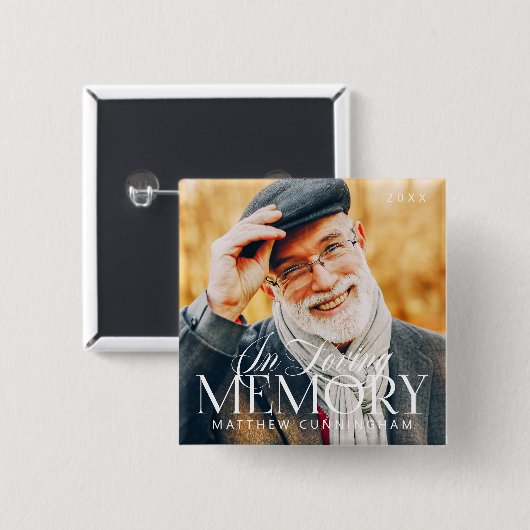 Memorial Love Memory Einfaches modernes Foto Button (Vorne & Hinten)