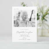 Memorial Love Memory Elegantes einfaches Foto Dankeskarte (Stehend Vorderseite)