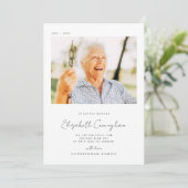 Memorial Love Memory Elegantes einfaches Foto Dankeskarte (Stehend Vorderseite)