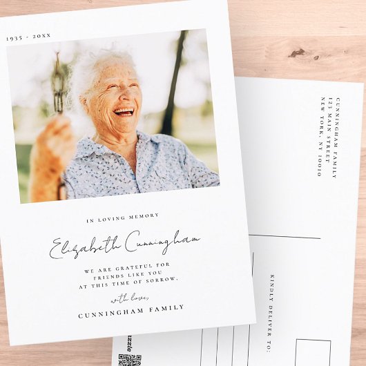 Memorial Love Memory Elegantes einfaches Foto Postkarte