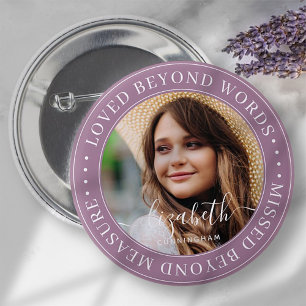 Memorial Loved Beyond Words Elegantes Chic Foto Button