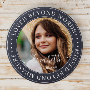 Memorial Loved Beyond Words Elegantes Chic Foto Button