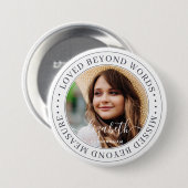 Memorial Loved Beyond Words Elegantes Chic Foto Button (Vorne & Hinten)