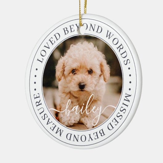 Memorial Loved Beyond Words Elegantes Chic Foto Keramik Ornament (Links)
