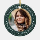 Memorial Loved Beyond Words Elegantes Chic Foto Keramik Ornament (Vorne)