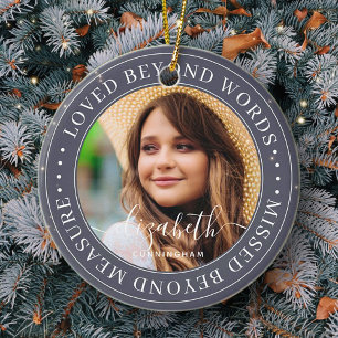Memorial Loved Beyond Words Elegantes Chic Foto Keramik Ornament