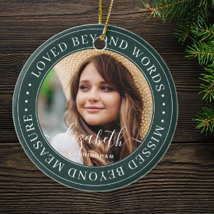 Memorial Loved Beyond Words Elegantes Chic Foto Keramik Ornament