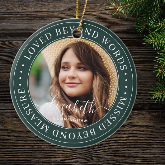 Memorial Loved Beyond Words Elegantes Chic Foto Keramik Ornament