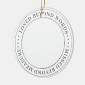 Memorial Loved Beyond Words Elegantes Chic Foto Keramik Ornament (Links)