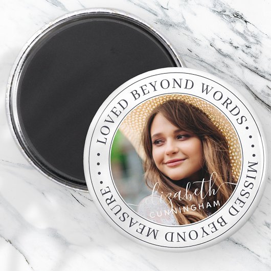 Memorial Loved Beyond Words Elegantes Chic Foto Magnet