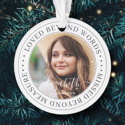 Memorial Loved Beyond Words Elegantes Chic Foto Ornament