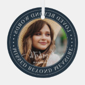 Memorial Loved Beyond Words Elegantes Chic Foto Ornament Aus Glas (Rückseite)