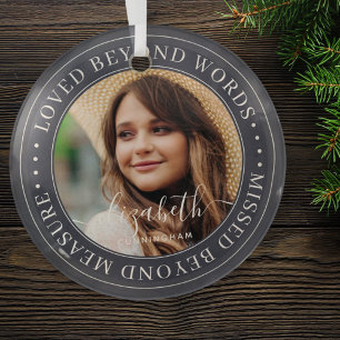 Memorial Loved Beyond Words Elegantes Chic Foto Ornament Aus Glas