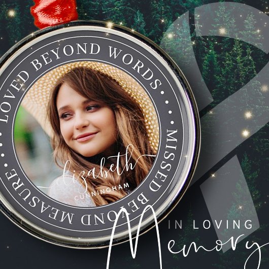 Memorial Loved Beyond Words Elegantes Chic Foto Ornament Aus Metall