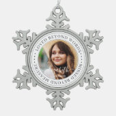 Memorial Loved Beyond Words Elegantes Chic Foto Schneeflocken Zinn-Ornament (Vorderseite)