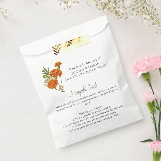Memorial Marigold Instructions Seed Funeral Geschenktütchen (Versiegelt)