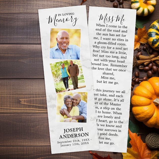 Memorial Marmor 3 Foto Beerdigung Gebet Lesezeiche (Von Creator hochgeladen)