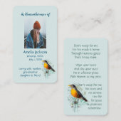 Memorial Memory Card American Robin Christlich Visitenkarte (Vorne/Hinten)