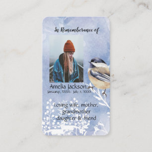 Memorial Memory Card Chickadee Bird Visitenkarte