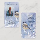 Memorial Memory Card Chickadee Bird Visitenkarte (Vorne/Hinten)