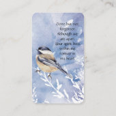 Memorial Memory Card Chickadee Bird Visitenkarte (Rückseite)