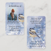Memorial Memory Card Chickadee Bird Visitenkarte (Vorne/Hinten)