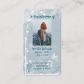 Memorial Memory Card Dragonfly White Flower Visitenkarte (Vorderseite)