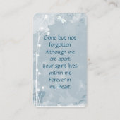 Memorial Memory Card Dragonfly White Flower Visitenkarte (Rückseite)